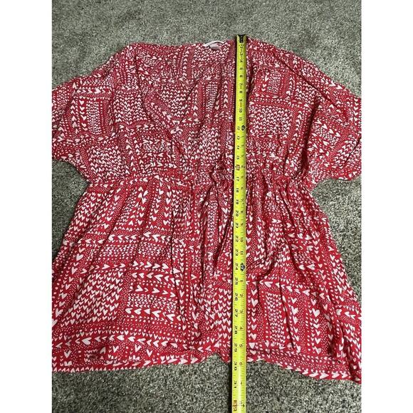 VICTORIA'S SECRET Red White Heart Print Swim Cover Up Kimono Robe One Size - Picture 6 of 7